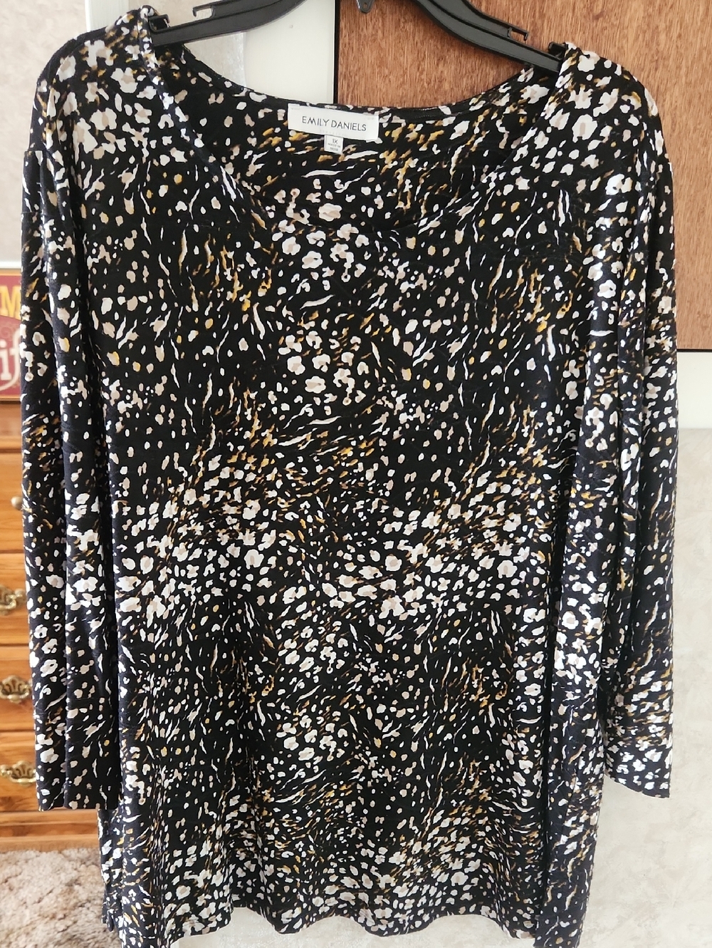 Emily Daniels Black Long Sleeve Printed Tee